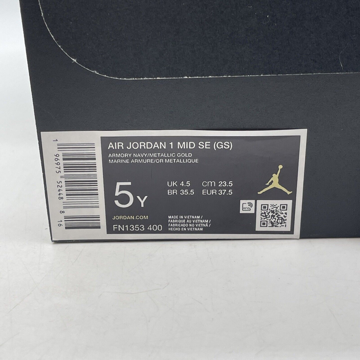 Size 5Y - Air Jordan 1 Mid Take Flight Armory Navy Gold White (FN1353-400)