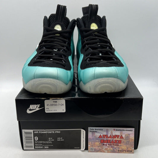 Size 9 - Nike Air Foamposite Pro Island Green Black Suede (624041-303)