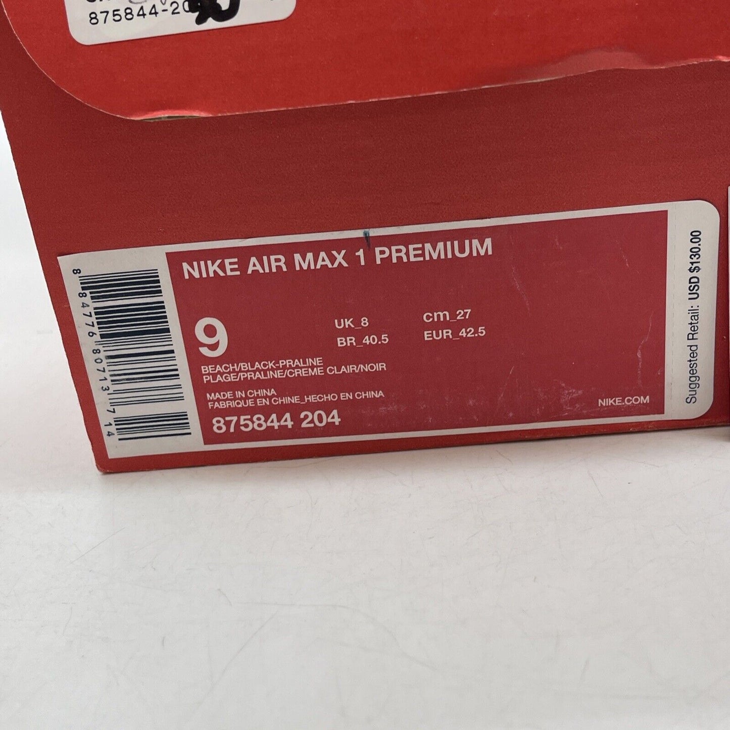 Size 9 - Nike Air Max 1 Premium Beach Camo Black White Suede Leather (875844-204