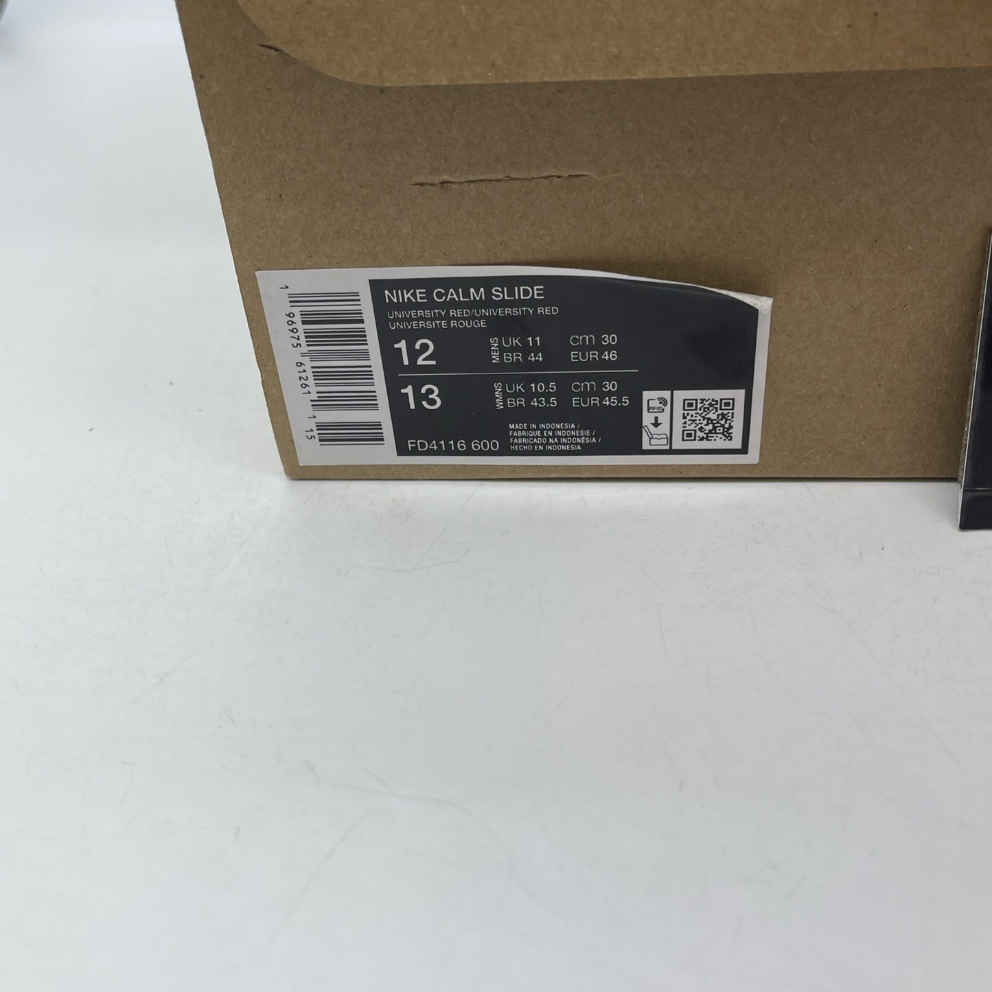 Size 12 - Nike Calm Men’s Slide, University Red Rubber (FD4116-600)