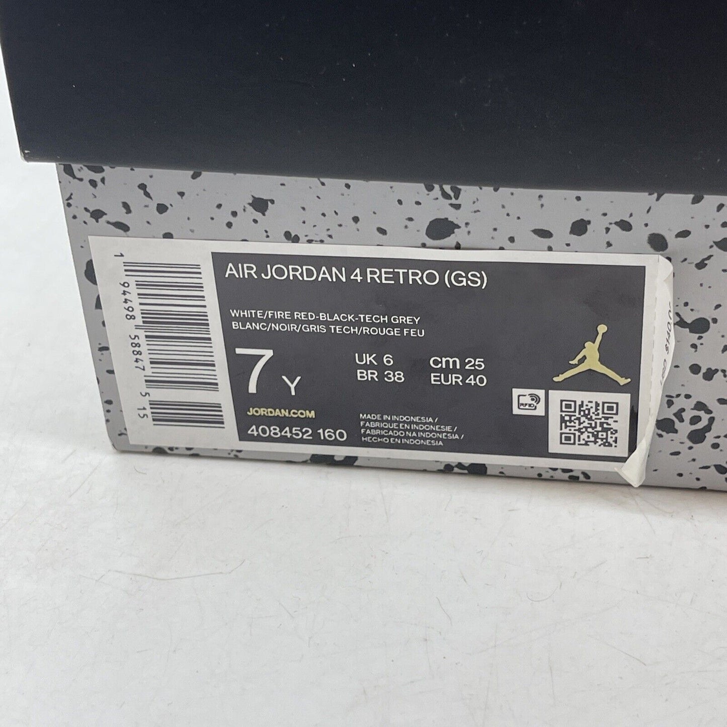 Size 7Y - Jordan 4 Retro OG Mid Fire Red White Black Leather (408452-160)