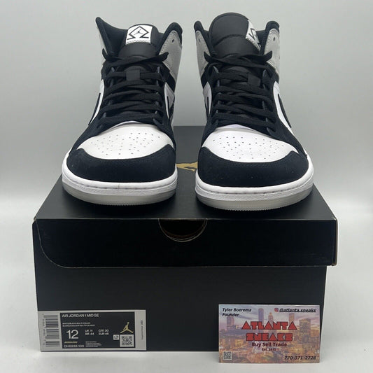 Size 12 - Jordan 1 Mid SE Diamond Brand New Black White Og All