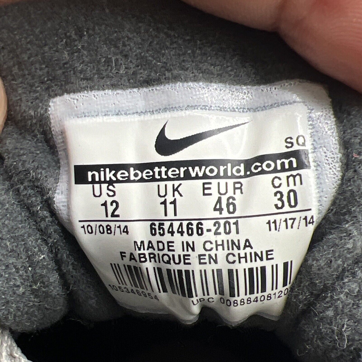 Size 12 - Nike Air Max 1 Leather Dark Ash (655466-201)