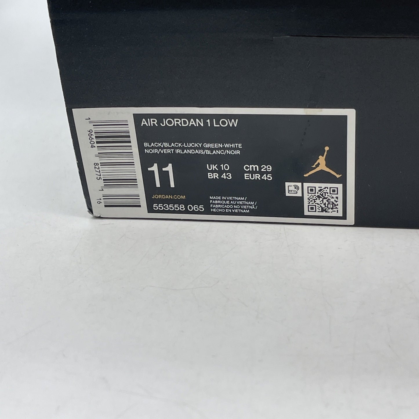 Size 11 - Nike Air Jordan 1 Low Black Lucky Green (553558-065)