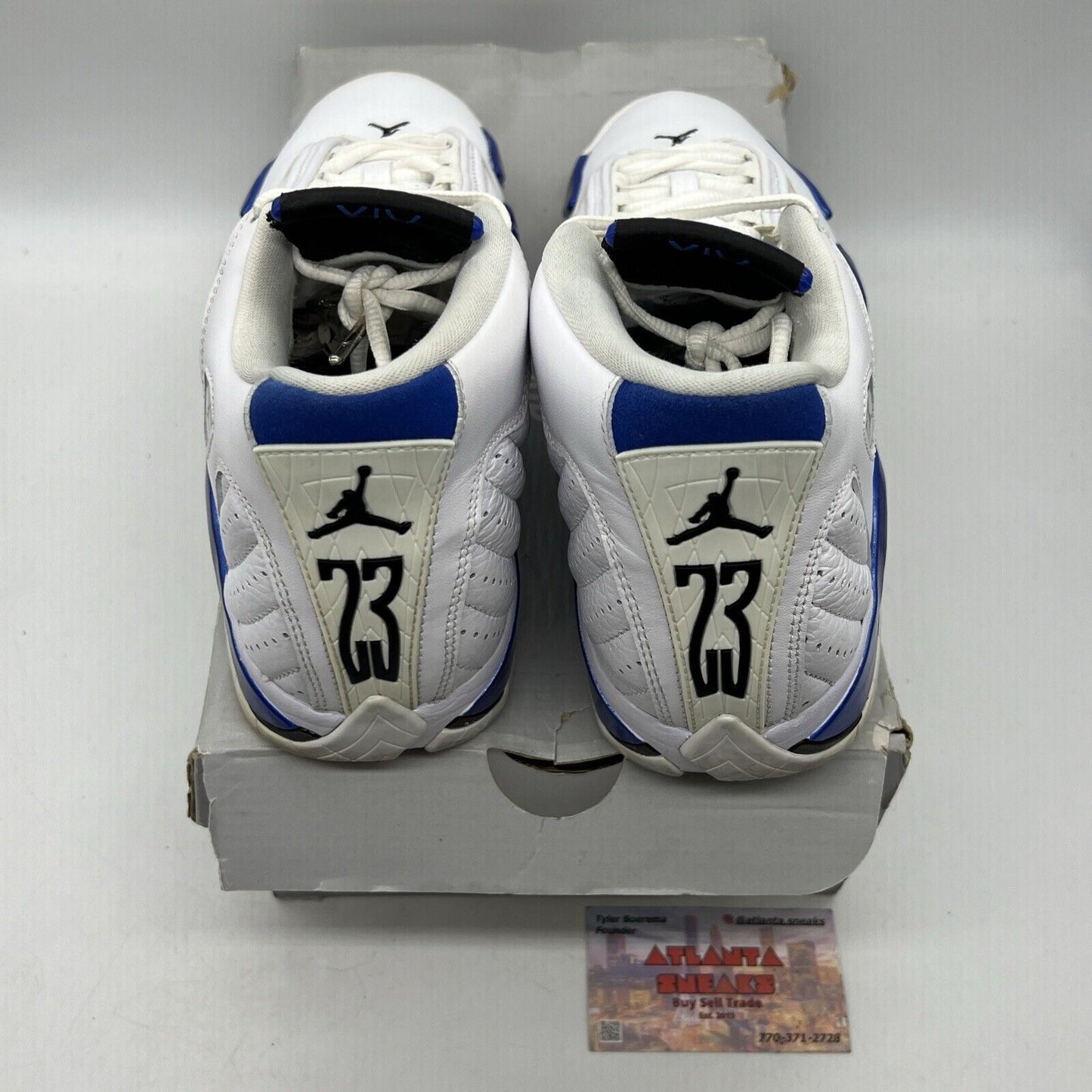 Size 8 - Air Jordan 14 Retro Hyper Royal White Blue Leather Used