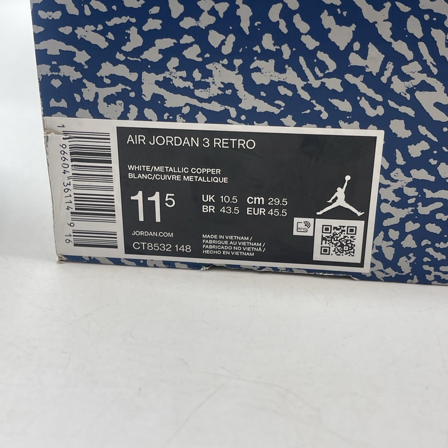 Size 11.5 - Jordan 3 Retro Mid Washington Wizards Grey Blue White (CT8532-148)