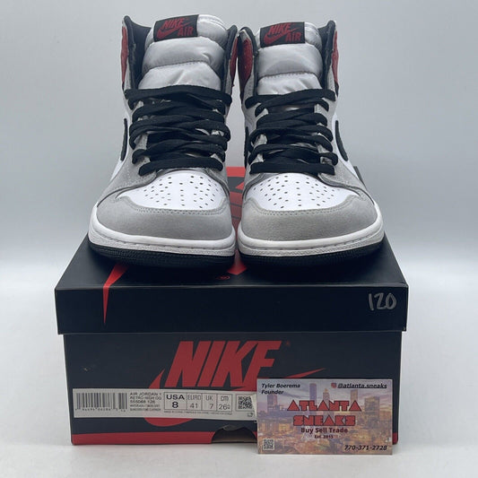 Size 8 - Jordan 1 Retro High OG Smoke Gray 2020 Red Black White (555088-126)