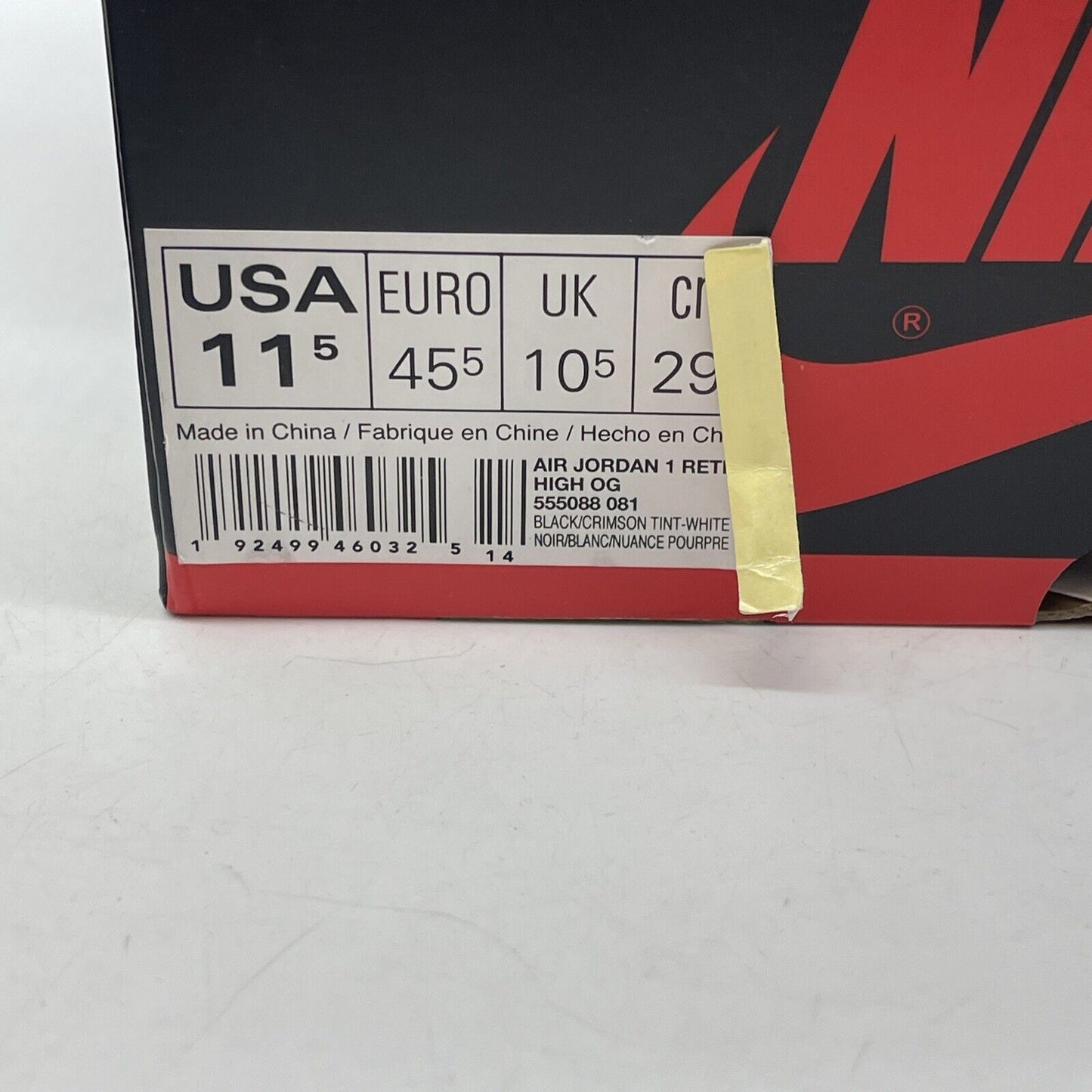 Size 11.5 - Air Jordan 1 Retro OG High Crimson Tint Pink Black (555088-081)