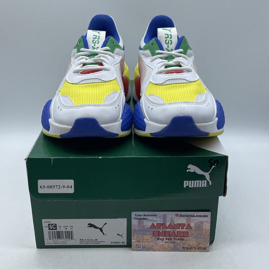 Size 6C - Puma RS-X Jr White Multi Color White Blue Leather Suede (373091-05)