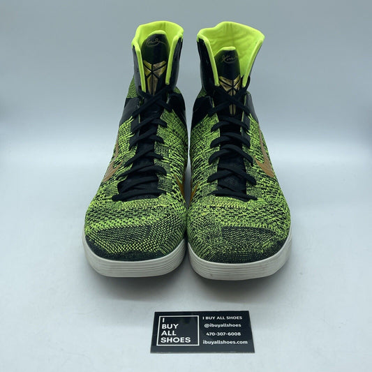 Size 14 - Nike Kobe 9 Elite Victory Black Gold Neon Yellow Suede (630847-077)