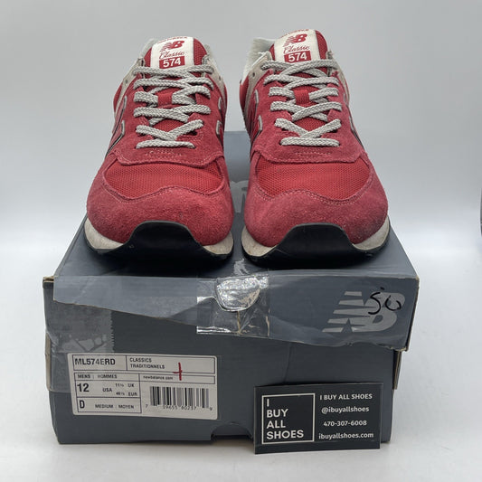 Size 12 - New Balance 574 Red Grey Suede Leather (ML574ERD)