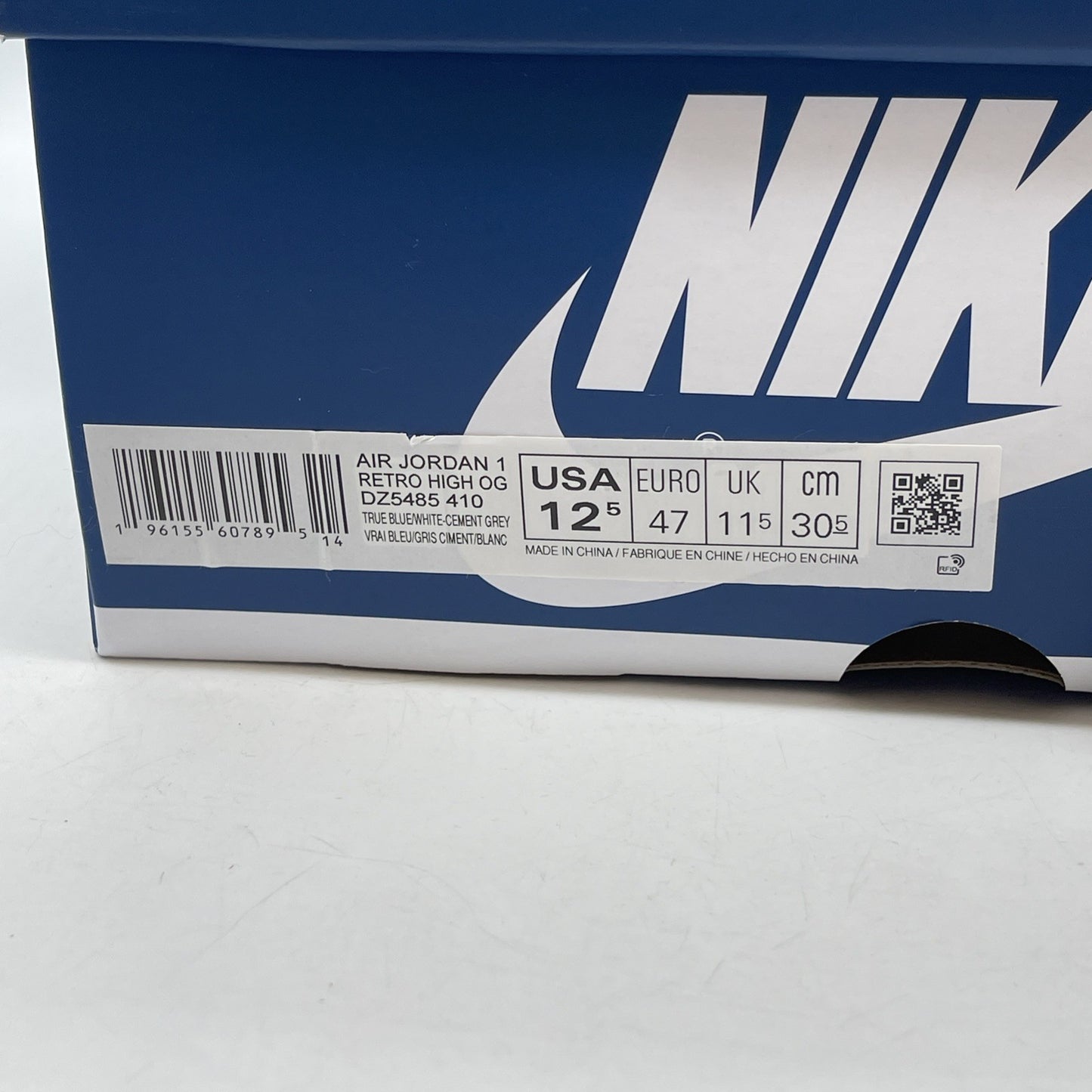 Size 12.5 - Jordan 1 Retro OG High True Blue Grey Suede Leather (DZ5485-410)