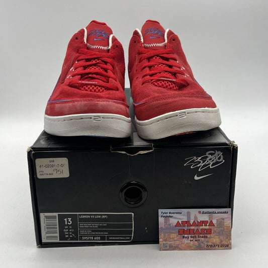 Size 13 - Nike LeBron 7 Low Rumor Red Blue White Suede (395778-600)