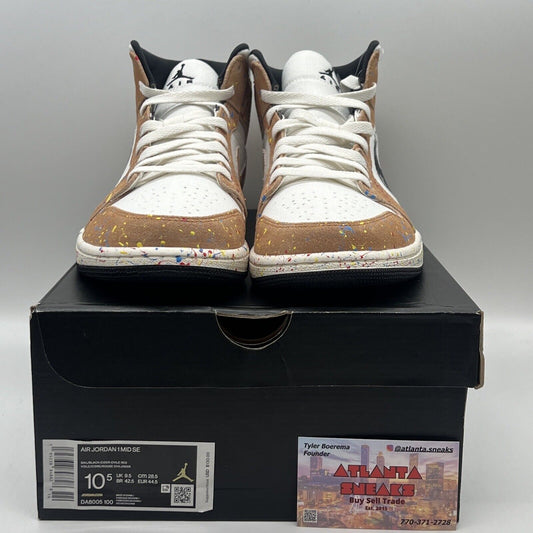 Size 10.5 - Jordan 1 Mid SE Brushstroke Paint Splatter 2021 Og All Brand New