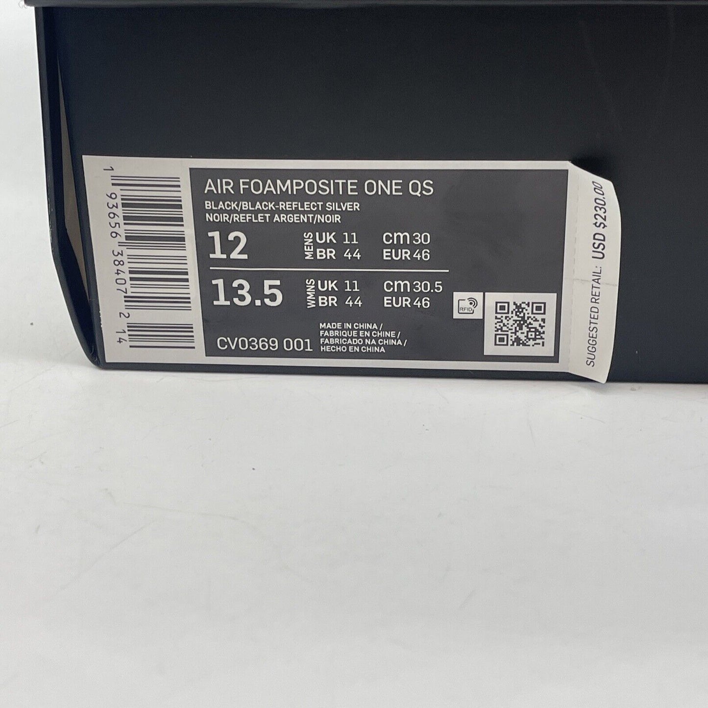 Size 12 - Nike Air Foamposite One Swoosh Black Suede Leather (CV0369-001)