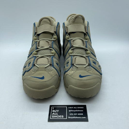 Size 9.5 - Nike Air More Uptempo Limestone Brown Blue Suede (DV6993-200)