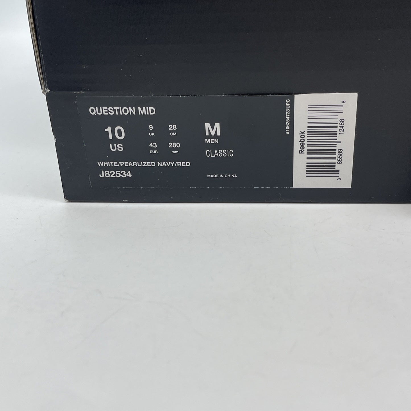 Size 10 - Reebok Question Mid Blue Toe Allen Iverson White Leather (J882534)