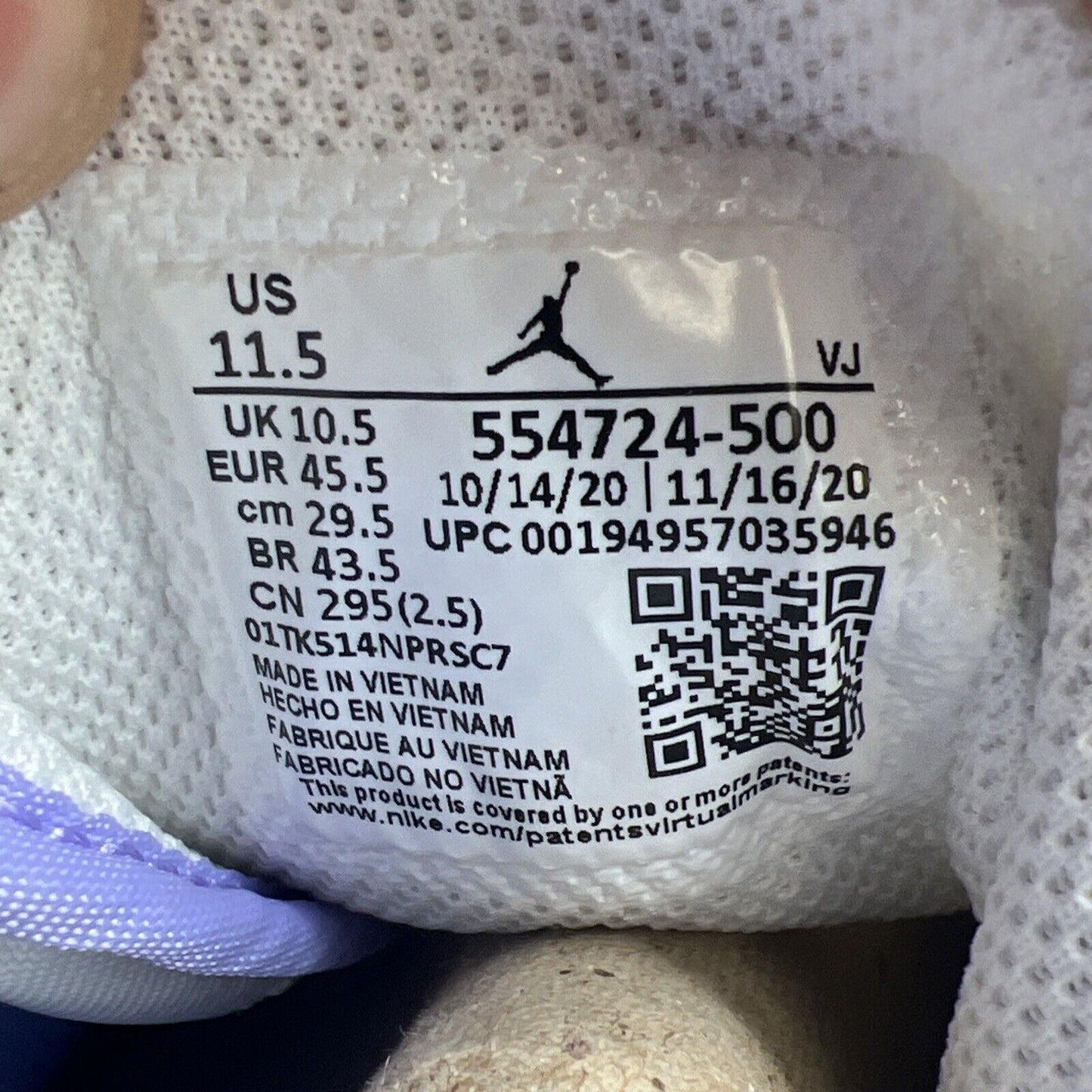 Size 11.5 - Air Jordan 1 Mid Purple Pulse Leather White (554724-500)