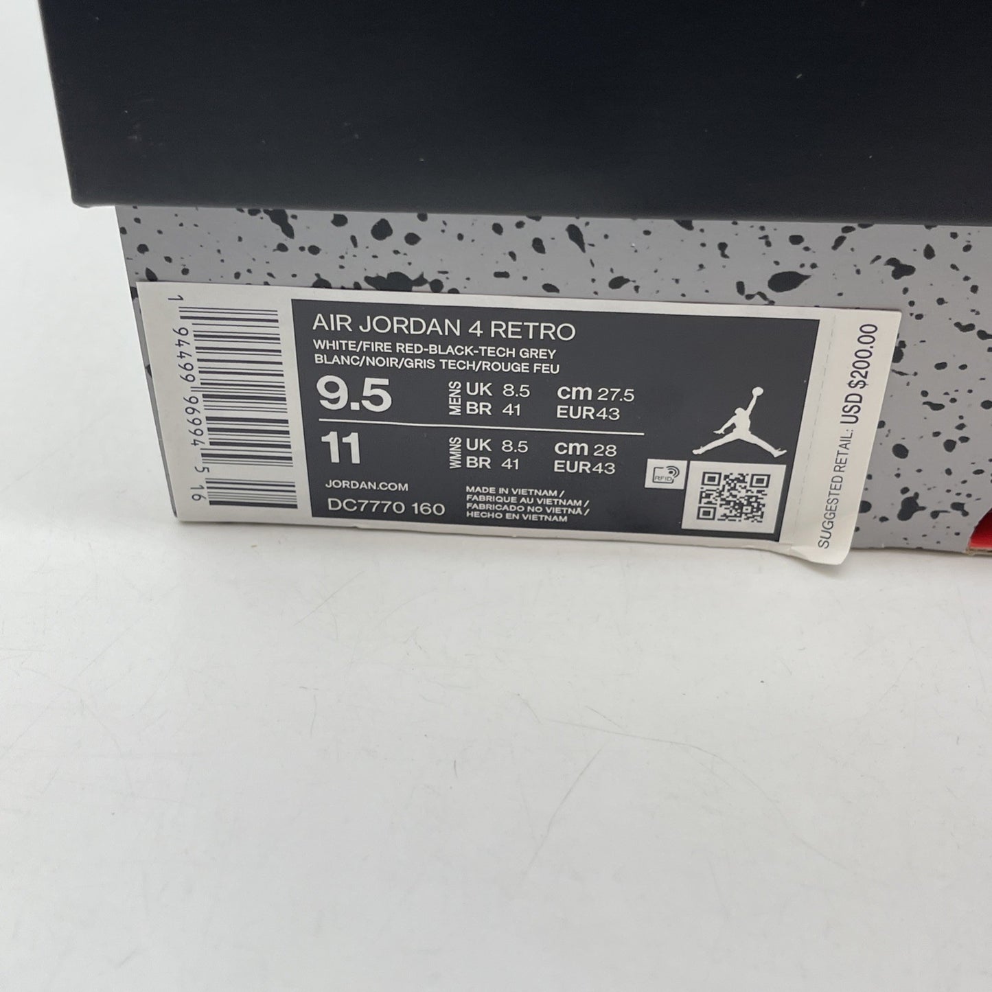 Size 9.5 - Jordan 4 Retro OG Mid Fire Red White Black Leather (DC7770-160)