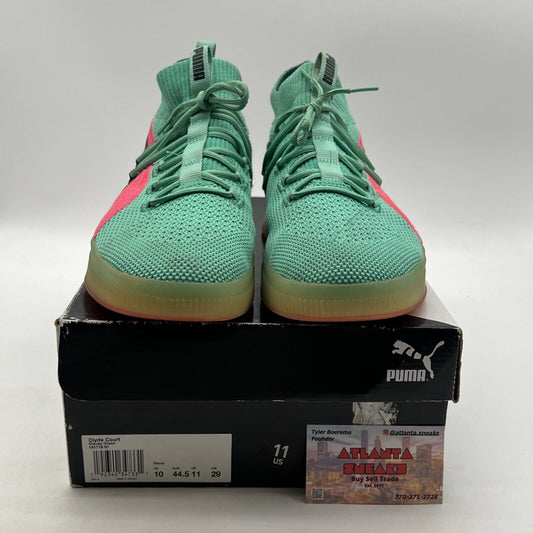 Size 10 -PUMA Men’s Clyde Court Ocean Drive Biscay Green Pink (191715-01)