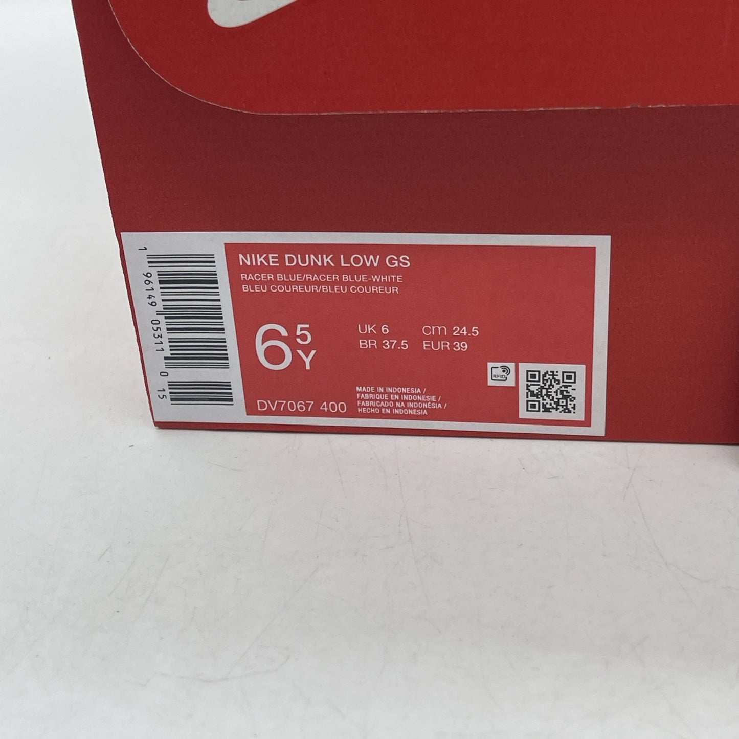 Size 6.5Y - Nike Dunk Low Racer Blue White Leather (DV7067-400)