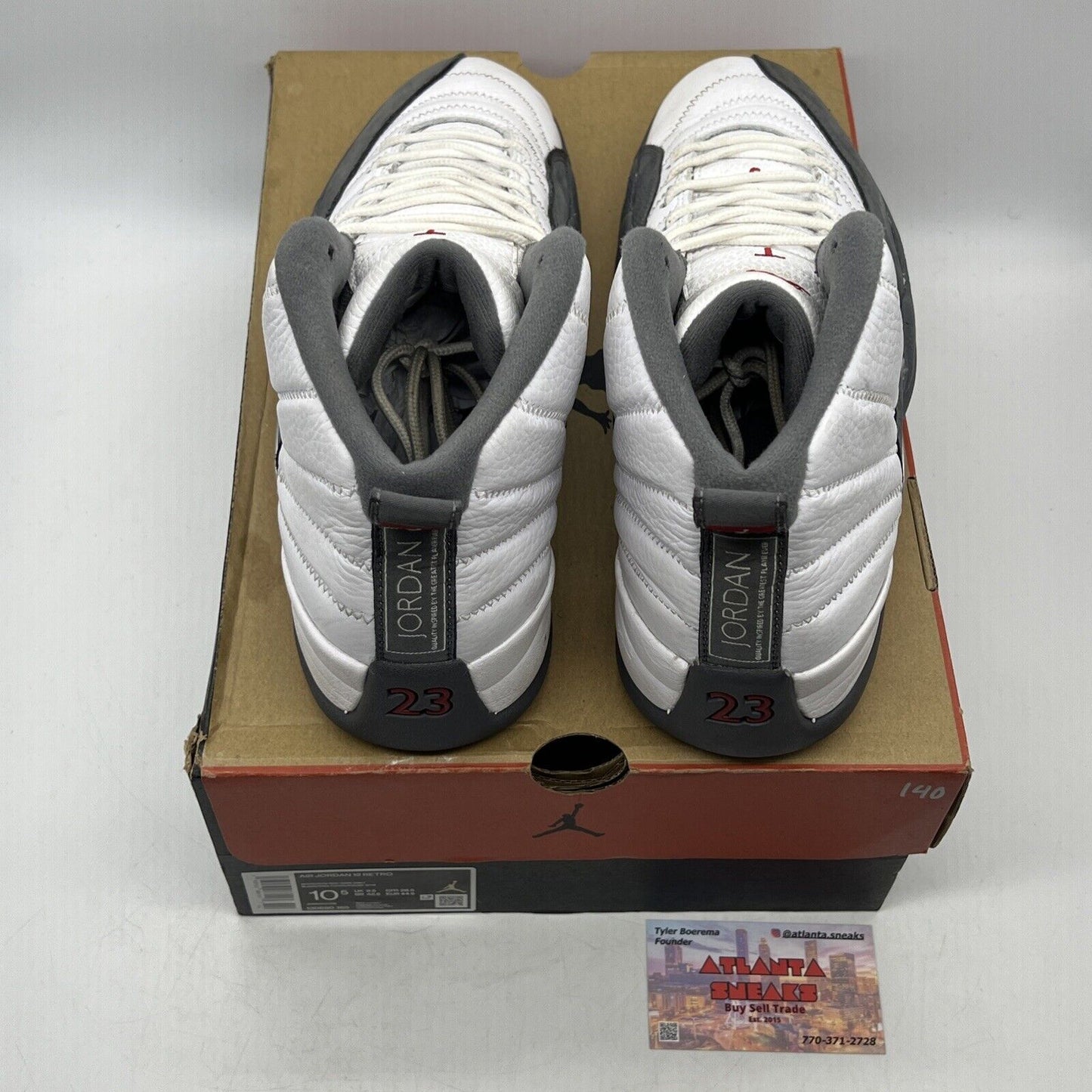 Size 10.5 - Air Jordan 12 Retro Dark Grey White Leather (130690-160)
