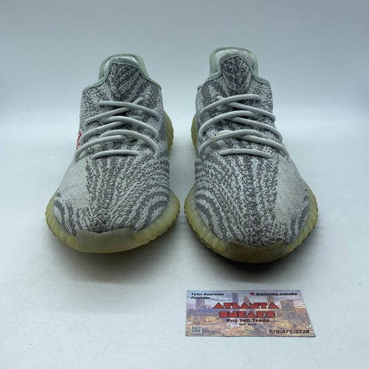Size 12 - adidas Yeezy Boost 350 V2 Low Blue Tint Grey Red Suede (B37571)