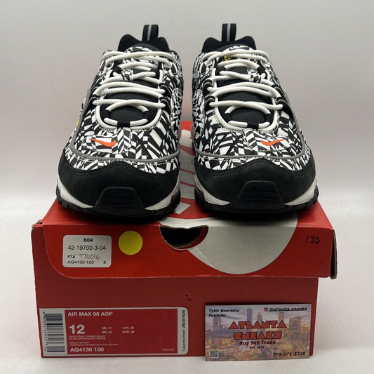 Size 12 - Nike Air Max 98 All Over Print Black White (AQ4130-100)