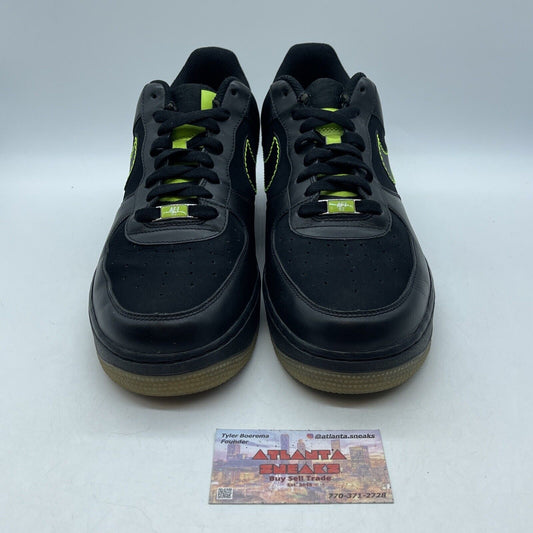 Size 12 - Nike Air Force 1 '07 Black Volt Suede Leather Green (315122-002)
