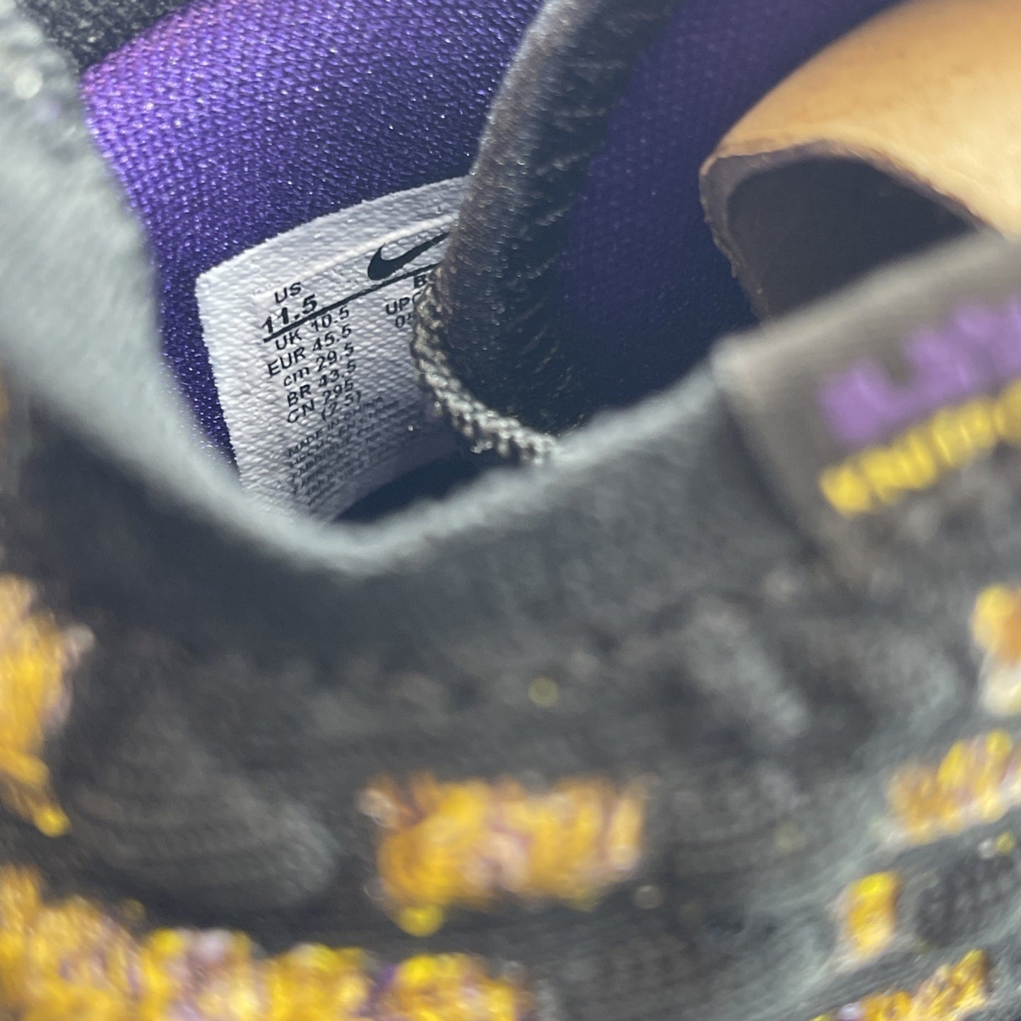 Size 11.5 - Nike LeBron 17 Lakers Black Purple Yellow Suede (BQ3177-004)