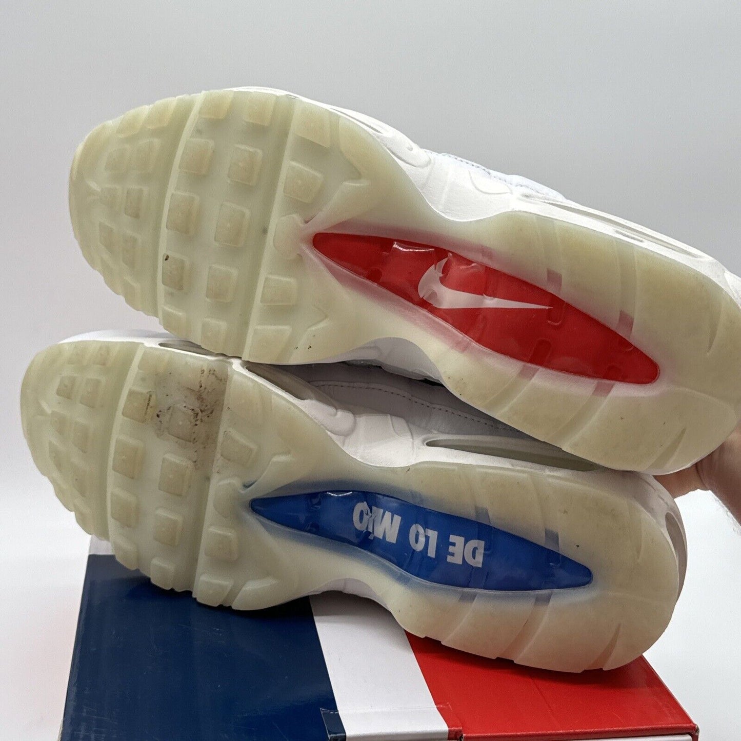 Size 12 - Nike Air Max 95 De Lo Mio 2020 White Volt Blue Puerto Rico Home Roots