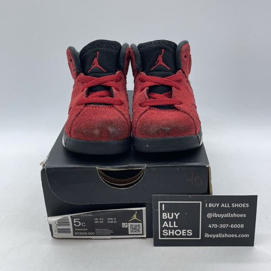 Size 5C - Air Jordan 6 Retro TD Toro Bravo Kids Toddler Red Suede (DV3606-600)