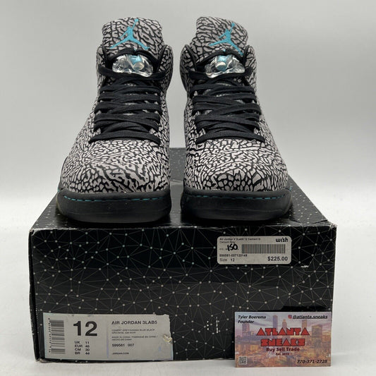 Size 12 - Air Jordan 5 Retro 3Lab5 Black Grey Aqua Leather (599581-007)
