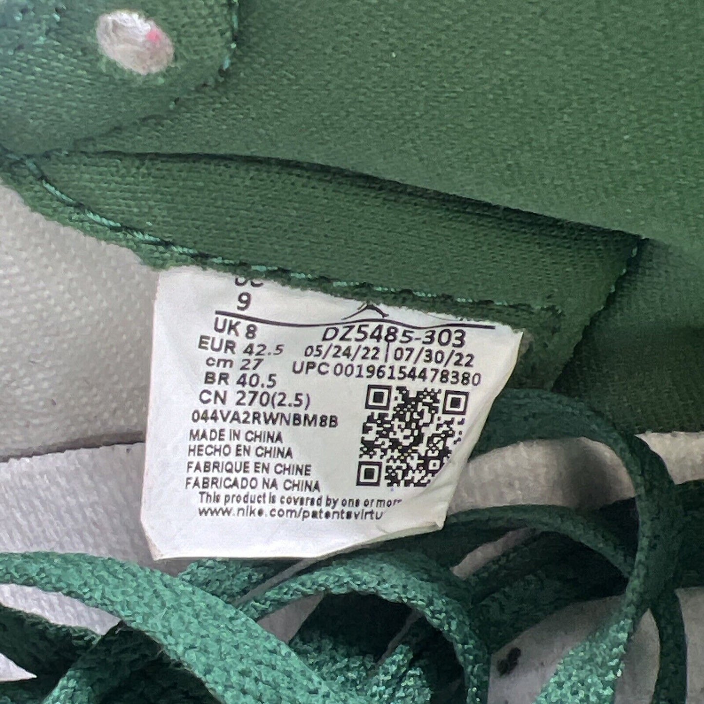 Size 9 - Jordan 1 Retro OG High Gorge Green White Silver (DX5485-303)