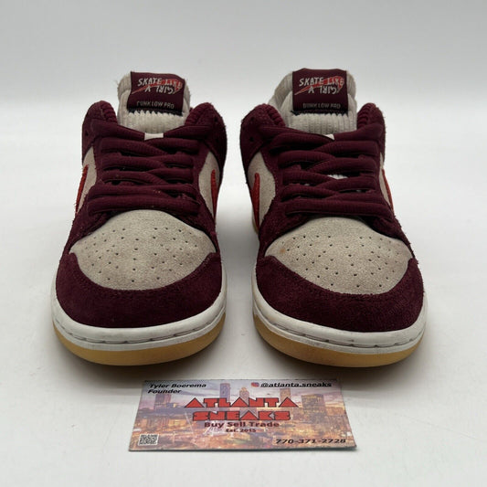 Size 4.5 - Nike Skate Like a Girl x Dunk SB Low White Maroon Suede (DX4589-600)