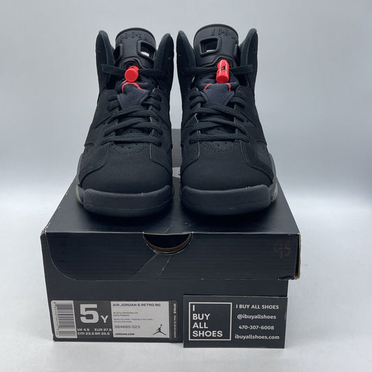 Size 5Y - Jordan 6 Retro Infrared Black 2014 Black Punk Suede (384665-023)