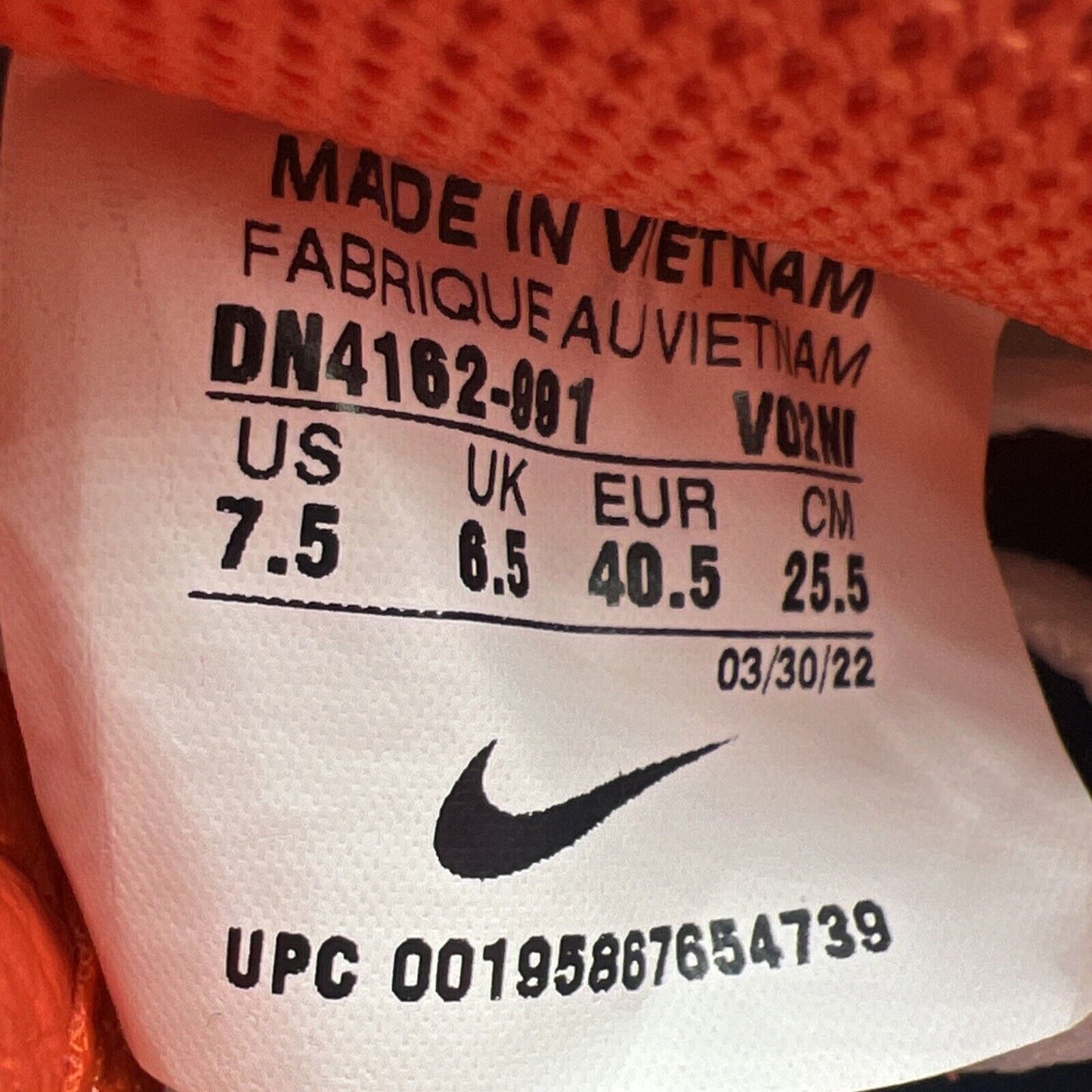 Size 7.5 - NIKE AIR FORCE 1 LOW ID NIKE BY YOU WHITE-ORANGE-GREY (DN4162-991)