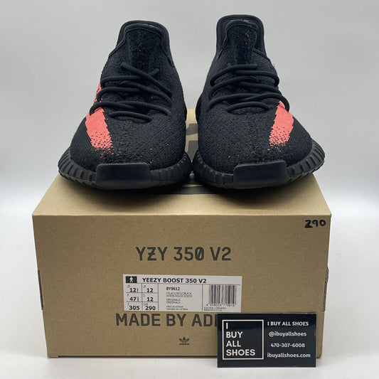 Size 12.5 - adidas Yeezy Boost 350 V2 Low Red Stripe Black Suede (BY9612)