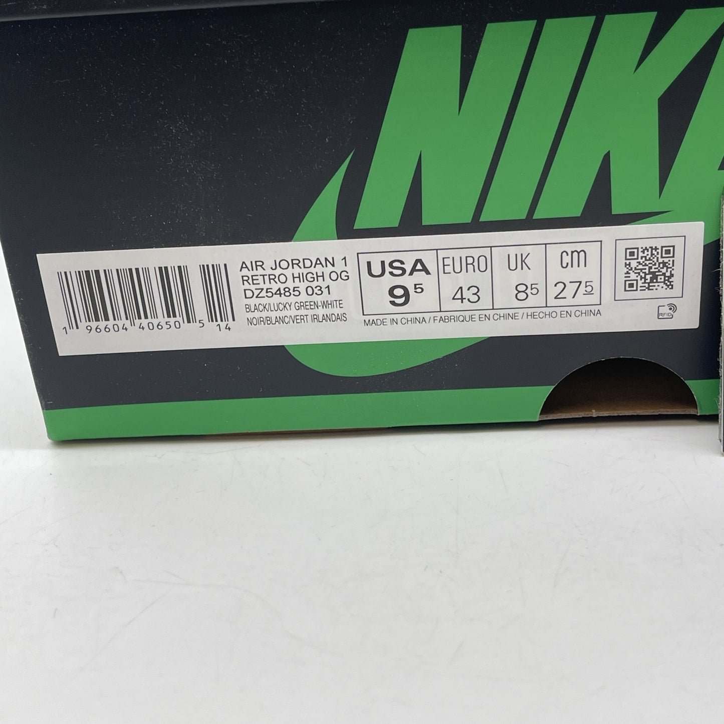 Size 9.5 - Air Jordan 1 Retro OG High Lucky Green Leather (DZ5485-031)