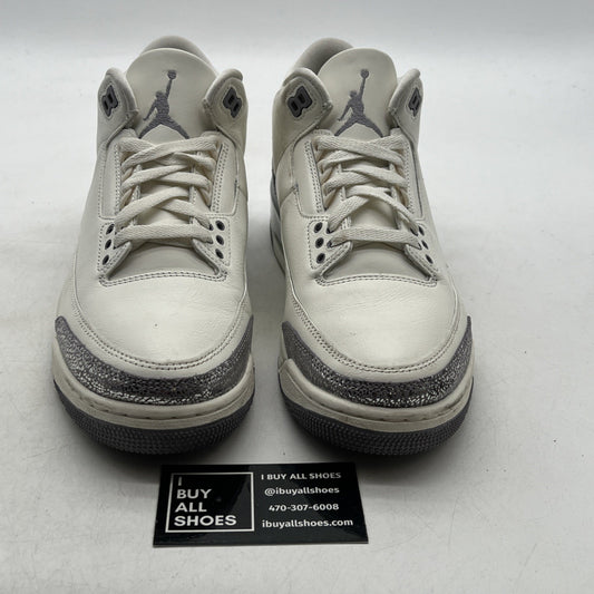 Size 9.5 -Air Jordan 3 Retro Womens Sneakers Basketball Sail Silver (CK9246-100)