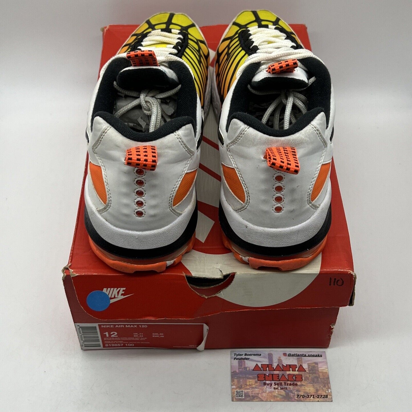 Size 12 - Nike Air Max 120 Hyper Orange White Black Yellow (819857-100)