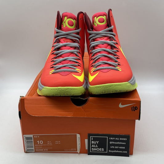 Size 10 - Nike KD 5 DMV Orange Green Leather (554988-610)