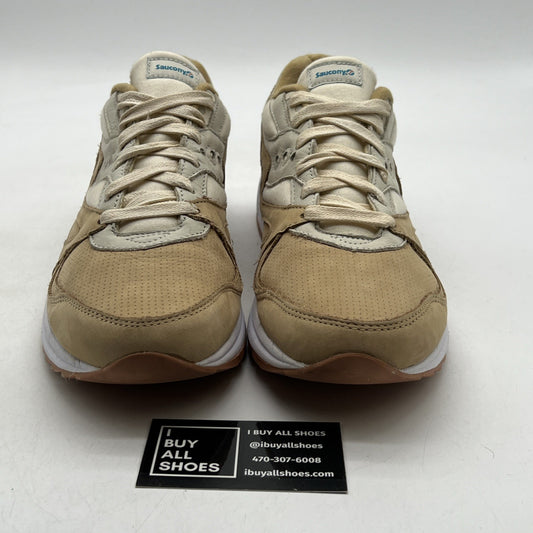 Size 12 - Saucony Mens Grid 8000 Trainers Sand Beige White Sneakers (S70303-4)
