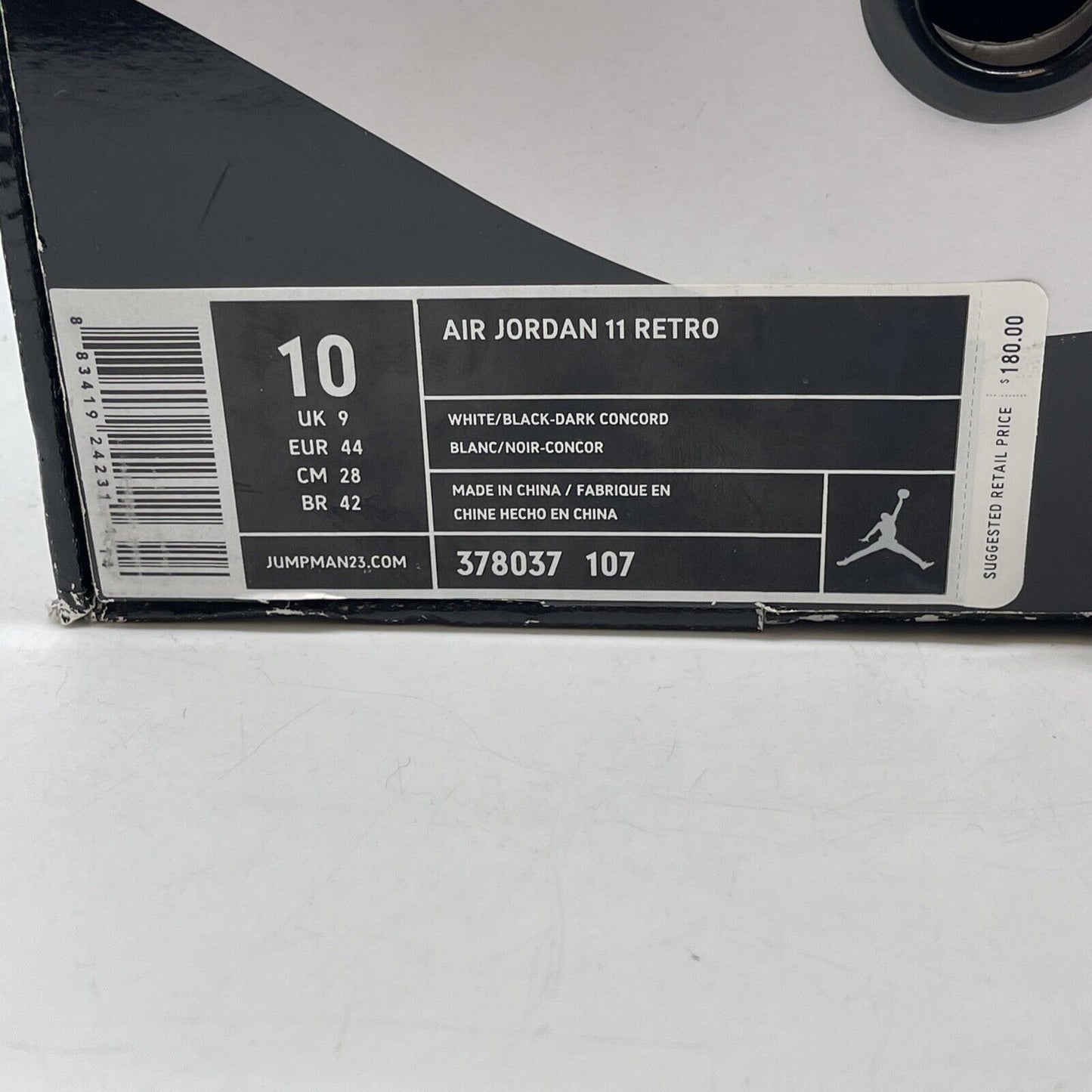 Size 10 - Jordan 11 Retro Concord 2011 Black White Leather Suede (378037-107)