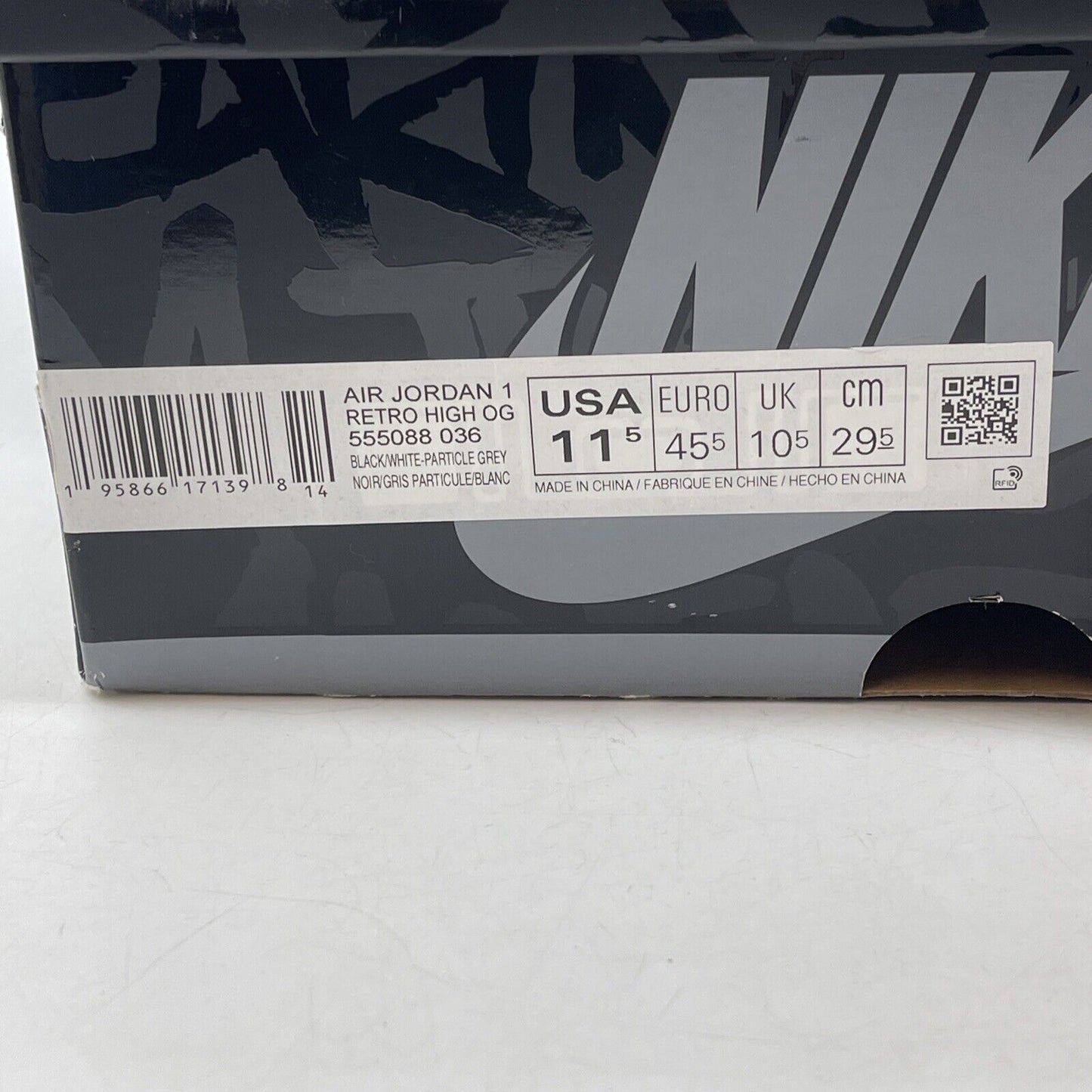 Size 11.5 - Jordan 1 OG High Rebellionaire Grey Black Suede Leather (555088-036)
