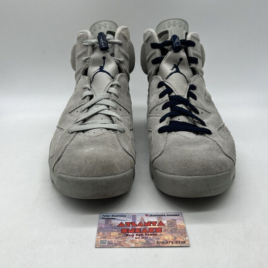 Size 12 - Jordan 6 Retro Mid Georgetown Grey Navy Suede (554724-025)