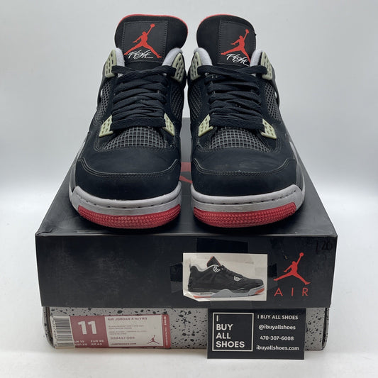 Size 11 - Jordan 4 Retro bred Black Red Suede (308497-089)