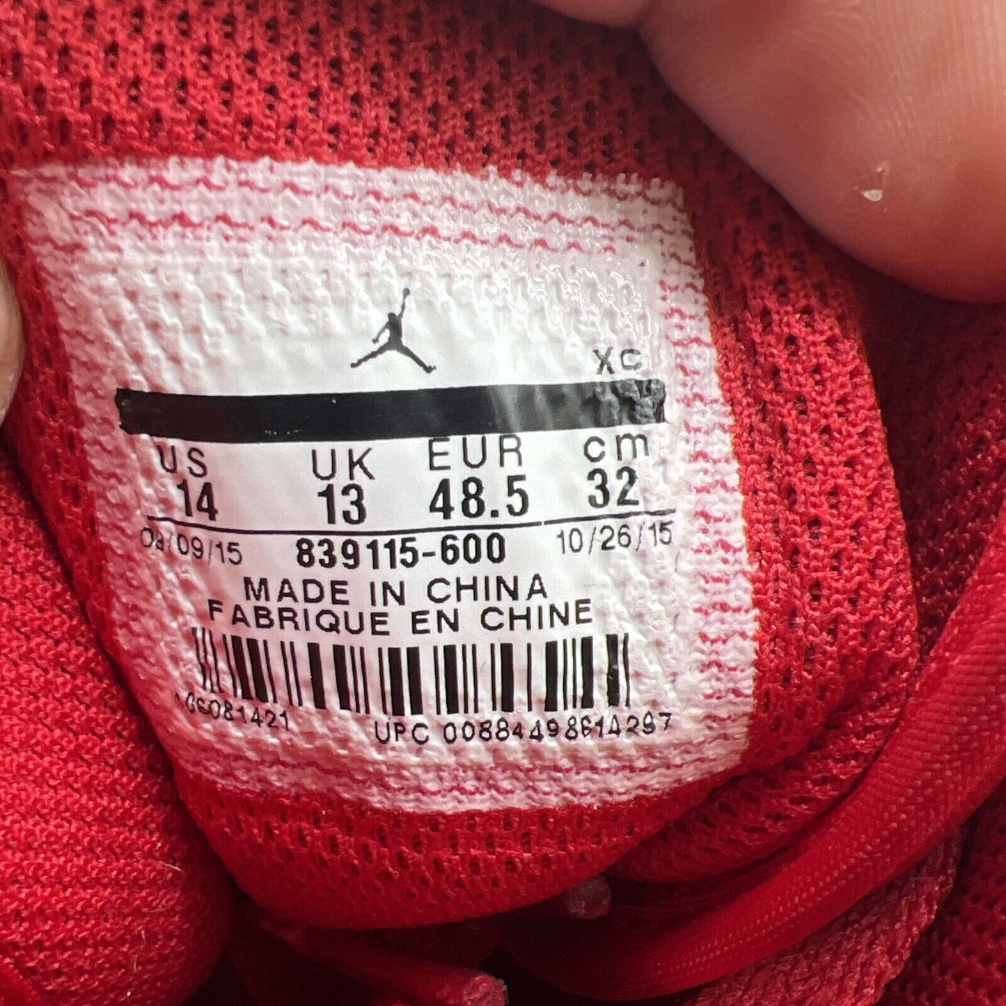 Size 14 - Air Jordan 1 Retro High Red Elephant Black White Leather (839115-600)