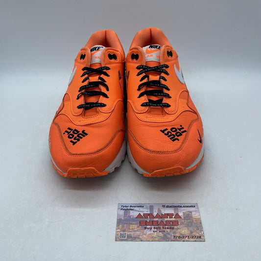 Size 9.5 - Nike Air Max 1 Just Do It Orange Leather Suede Black (AQ1021-800)