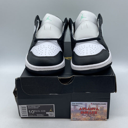 Size 10.5 - Air Jordan 1 Low Green Glow Black White Leather (553558-131)